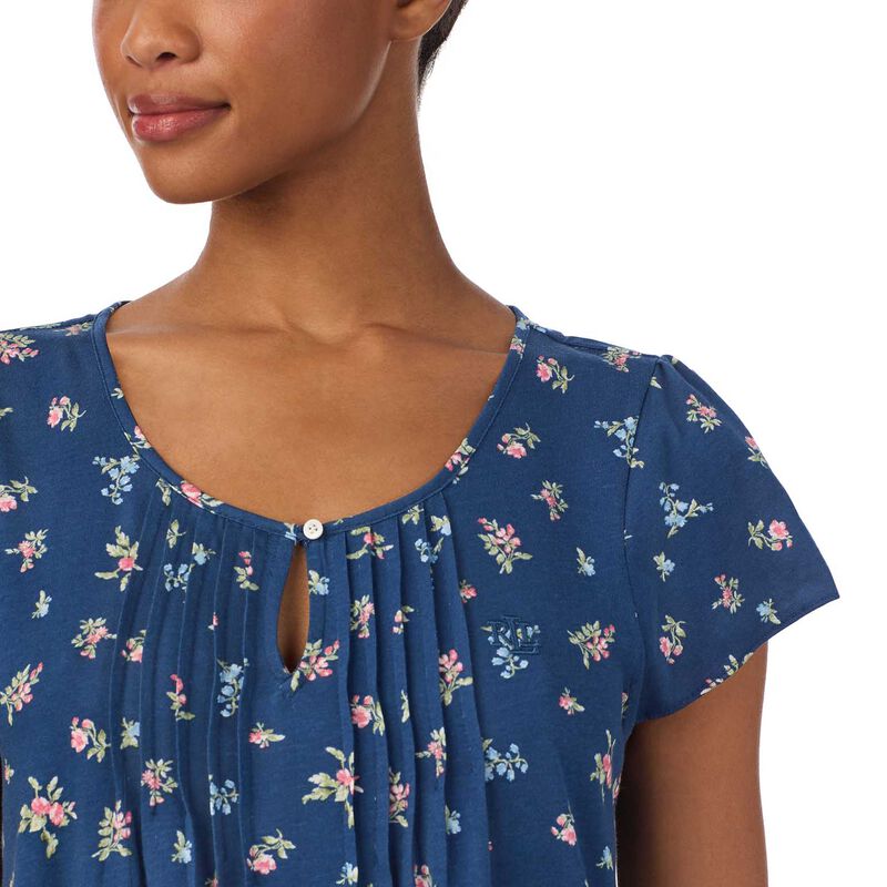 Lauren Ralph Lauren Cotton Knit Flutter Sleeve Short Gown image number 2